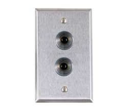 Alarm Controls RP-27A Single Gang Stainless Steel Wall Plate, 2 N/C Black Pushbuttons, Guard Rings