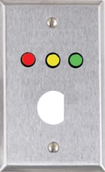 Alarm Controls RP-33 Single Gang Satin Stainless Steel Wall Plate, 1/4" Red, Yellow, Green LEDs, 3/4" D Hole