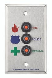 Alarm Controls RP-46 Single Gang Stainless Steel Wall Plate, 3 DPDT Indicating Shunt Switches, Alternate Action