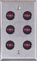 Alarm Controls RP-48 Single Gang Stainless Steel Wall Plate, Six DPDT Indicating Shunt Switches, Alternate Action