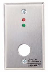 Alarm Controls RP-50 Single Gang Stainless Steel Wall Plate, 1/4" Red and Green LEDs, 3/4" Hole for Ace Lock, 6" Red and Black Leads, N/C Tamper Switch