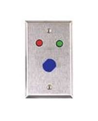 Alarm Controls RP-6 Single Gang Stainless Steel Wall Plate, 1/4" Red and Green LEDs, Double "D" Hole, 6" Red and Black Leads