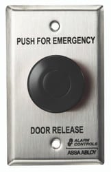 Alarm Controls TS-32B 1-1/2" Black Mushroom Pushbutton, Single Gang, Stainless Steel, Latching, N/O & N/C, EMERGENCY DOOR RELEASE