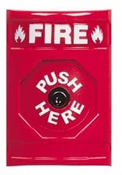 STI SS-2000F Stopper Station, Push, Key-to-Reset, FIRE Lettering, Red Housing