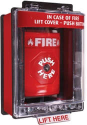 STI SS-2060F Stopper Station with Mini Weather Stopper II Cover with Spacer, FIRE Lettering, Red Housing