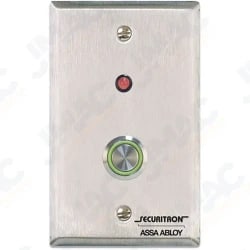 Securitron PB4L-2 Momentary Push Button with Green Illuminated Halo, Single Gang