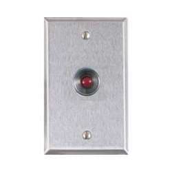 Alarm Controls RP-26WH Remote Wall Plate with N/O Red Push Button, Guard Ring, Single Gang, White Stainless Steel