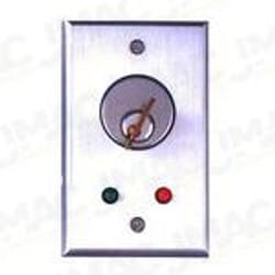 Camden 1100-7012 Flush Mount Key Switch, Aluminum Single Gang Faceplate, SPST Momentary, N/O, Red 12V LED, Brushed Aluminum