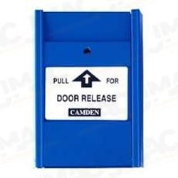 Camden 702PC Pull Station, Blue, 2 N/C Switches, PULL FOR DOOR RELEASE, Clear Lift Cover