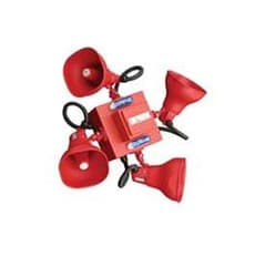 Cooper Wheelock STH-4R24MCCH110R-NB Cluster with 1 Ceiling Strobe & Two Blue Strobes, 4 Horns, Red Finish