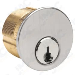 Detex 102281-7 1-1/8" Mortise Cylinder, 5-Pin, Drilled 6, Schlage C Keyway, Standard (863G) Cam, Keyed Alike 42642, Satin Chrome