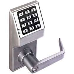 Alarm Lock DL2700WP/3 Weatherproof Trilogy Keyless Cylindrical Door Lock, Polished Brass, Lever Trim, Keyed Open