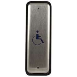 BEA 10PBJL 1.5" x 4.75" Jamb Plate With Blue Handicap Logo, Stainless Steel Push Plate, 1.5 In. by 4.75 In., In Jamb Plate
