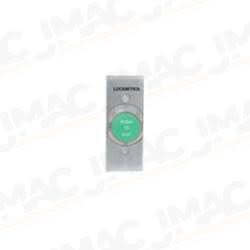 Locknetics 621-GR-EX-NS 1-1/4" Pushbutton, Narrow, Green Button, PUSH TO EXIT, Satin Aluminum