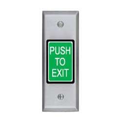SDC 413MNU Narrow Request-to-Exit Switch, 2" Green Button, Wall Mount, Stainless Steel