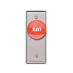SDC 432CNU Exit Switch, Narrow 1-1/2" Mushroom, Momentary, SPST Normally Closed, Stainless Steel, Green Button