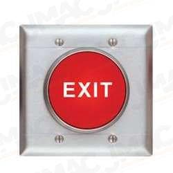 SDC 442U Exit Switch, 2-5/8" Mushroom, EXIT, Momentary, DPST, Double Gang, Red Button, Stainless Steel