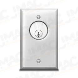 SDC 702U Key Switch, Single Gang, 1/4" Faceplate, Momentary, SPDT, Stainless Steel