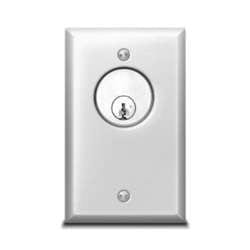 SDC 705U-ATS Key Switch, Single Gang, 1/4" Faceplate, AA, DPDT, Stainless Steel, Anti-Tamper Switch