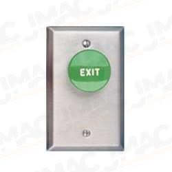 SDC 435UL1G Exit Switch, 1-1/2" Mushroom, AA DPST, Green Button, Stainless Steel, Green LED