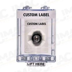 STI SS-2333 Stopper Station with Mini Stopper II Cover without Horn, Custom Lettering, White Housing