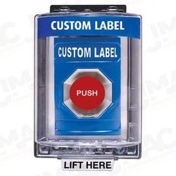 STI SS-2451 Stopper Station with Mini Weather Stopper Cover, Custom Lettering, Blue Housing