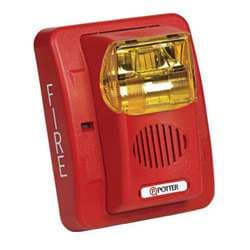 Potter Amseco CHS-24BR Wall Mount Blue Lens Horn Strobe, Red Body