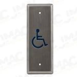 Camden CM-252WR Narrow Push Plate Switch, Vertical Mounting, ADA Logo, Brushed Stainless Steel, Weather Resistant Boot