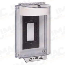 STI 13310NR Universal Stopper without Horn, Encl. Flush Back Box, No Label, Red