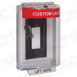 STI 13330CR Universal Stopper with Horn & Relay, Encl. Flush Back Box, Custom Label, Red