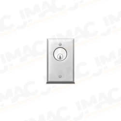 SDC 706UL1G Key Switch, Single Gang, 1/4" Faceplate, Momentary, DPDT, Stainless Steel, Green LED