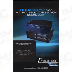 Vanco EVMX4016 Evolution HDBaseT 16x16 Matrix Selector Switch, 230ft