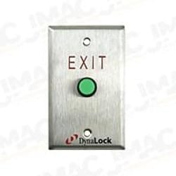 Dynalock 6115M-P2 Exit Control, 5/8" Green Plastic Button, DPDT Momentary Contacts, Satin Stainless Steel