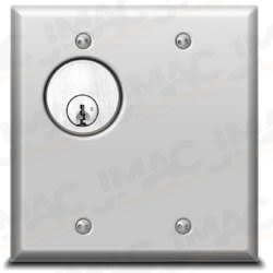 SDC 705T-SN-U Key Switch, Double Gang, 1/4" Faceplate, AA, DPDT, Stainless Steel, 85dB Siren