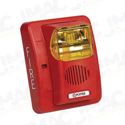 Potter Amseco CS-24WBR Wall Mount Colored Blue Strobe, Red Body