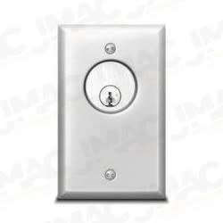 SDC 707UL1G Key Switch, Single Gang, 1/4" Faceplate, One Left & Right Momentary SPDT Switch, Stainless Steel, Green LED