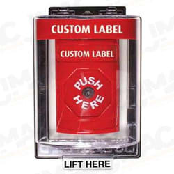 STI SS-2050 Stopper Station with Mini Weather Stopper II Cover, Custom Lettering, Red Housing