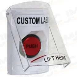 STI SS-2327 Stopper Station with Stopper Station Shield, Custom Lettering, White Housing