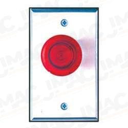 Camden CM-3010-8 Illuminated Red Mushroom Pushbutton, Single Gang, Spring Return, N/C, Momentary, PUSH TO LOCK, Brushed Aluminum
