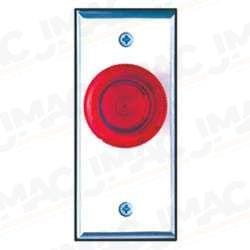 Camden CM-3100-4 Illuminated Red Mushroom Pushbutton, Narrow, Spring Return, N/O, Momentary, ADA Logo and PUSH TO OPEN, Brushed Aluminum