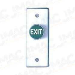 Camden CM-7120-7 Medium Duty Vandal Resistant Recessed Push Button, PUSH TO EXIT, Narrow, Red Button, N/O & N/C, Momentary, Brushed Aluminum