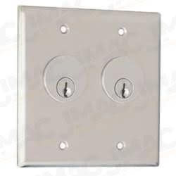 Camden CM-3580-7612 Double Gang Dual Cylinder Key Switch, Stainless Steel, 2 DPDT Momentary, Bi-colored 12V LED