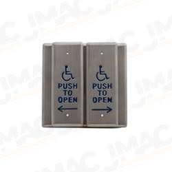 Camden CM-2520-4-AB Double Gang Vestibule Push Plate, ADA Logo, 'PUSH TO OPEN', Antique Brass