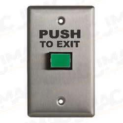 Camden CM-300PTEG Rectangular Illuminated Switch, PUSH TO EXIT, SPDT, Momentary, Green Button, Single Gang