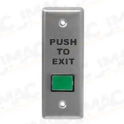 Camden CM-310PTESA Rectangular Illuminated Switch, Narrow, PUSH TO EXIT, SPDT Momentary, SALIDA Printed on Green Button, LED Bulb