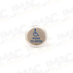 Camden CM-40-4-OB 4 1/2" Round Push Plate Switch, SPDT, ADA Logo, PUSH TO OPEN Lettering, Oil Rubbed Bronze