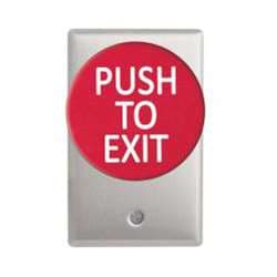 Camden CM-5085PTE Mushroom Red Pushbutton (PUSH TO EXIT), Aluminum Faceplate, Single Gang, Spring Return, DPST Time Delay