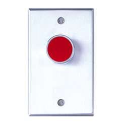 Camden CM-7020-3F Medium Duty Vandal Resistant Recessed Push Button, POUSSEZ POUR OUVRIR, Single Gang, Red Button, N/O & N/C, Momentary, Brushed Aluminum