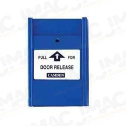 Camden CM-703PC-EDR Blue Pull Station, 1 N/O & 1 N/C Switch, PULL FOR EMERGENCY DOOR RELEASE, Clear Lift Cover