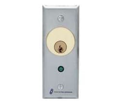 Alarm Controls MCK-2-4 Mortise Cylinder Keyswitch Station, DPDT Alternate Action, Narrow, Green LED